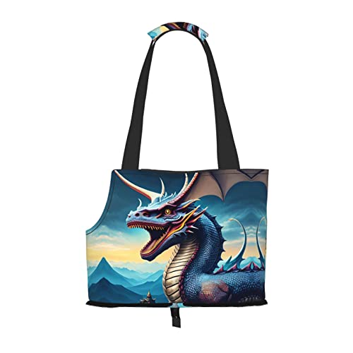 Roaring Dragon tragbare Haustier-Schultertasche, idealer Begleiter für Haustiere auf Reisen, Tragfähigkeit 10 kg, Sichtöffnung, Design mit Kragenhaken von RoMuKa