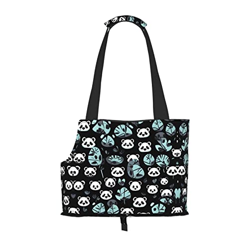 Tragbare Haustier-Schultertasche mit Panda-Gesicht, ideal für Haustiere auf Reisen, Tragfähigkeit 10 kg, Sichtöffnung, Design mit Kragenhaken, Schwarz / Weiß von RoMuKa