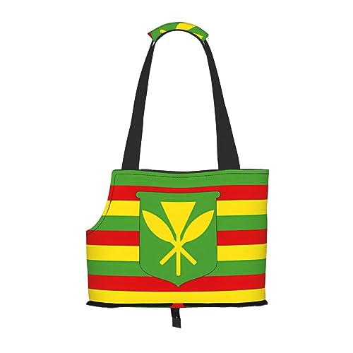 Tragbare Haustier-Schultertasche mit hawaiianischer Flagge, idealer Begleiter für Haustiere auf Reisen, Tragfähigkeit 10 kg, Sichtöffnung, Design mit Kragenhaken von RoMuKa