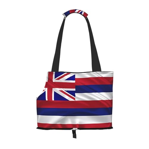 Tragbare Schultertasche für Haustiere, Motiv: Flagge von Hawaii, idealer Begleiter für Haustiere auf Reisen, Tragfähigkeit 10 kg, Sichtöffnung, Design mit Kragenhaken von RoMuKa