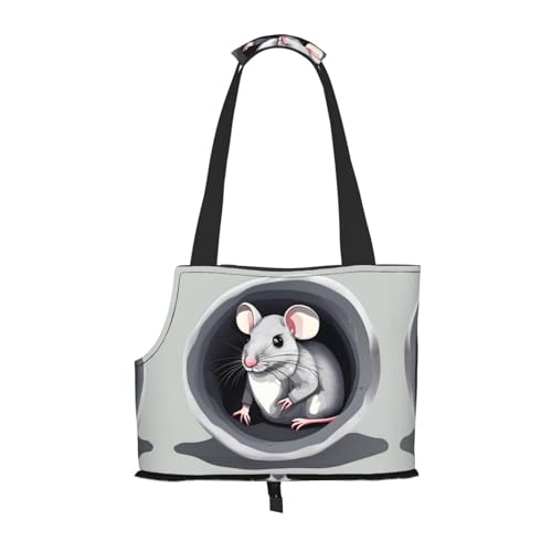 Tragbare Schultertasche mit Maus im Loch, idealer Begleiter für Haustiere auf Reisen, Tragfähigkeit 10 kg, Sichtöffnung, Design mit Kragenhaken von RoMuKa