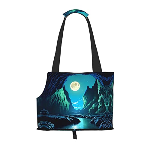 Water Moon Cave tragbare Haustier-Umhängetasche, idealer Begleiter für Haustiere auf Reisen, Tragfähigkeit 10 kg, Sichtöffnung, Design mit Kragenhaken von RoMuKa