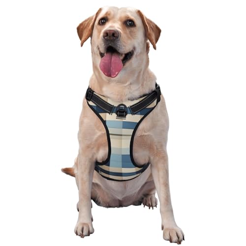 Blau Beige Muster Quadrat Pet Traction Vest Vest Harness Dog Harness Medium Size Dog Supplies Pet Supplies Outdoor Travel Dog Walking von RoMuka