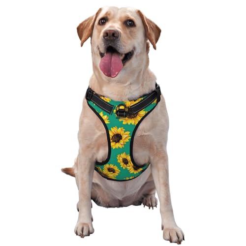 Frühling Sonnenblumen Haustier Traction Weste Weste Harness Dog Harness Medium Size Dog Supplies Pet Supplies Outdoor Travel Dog Walking von RoMuka