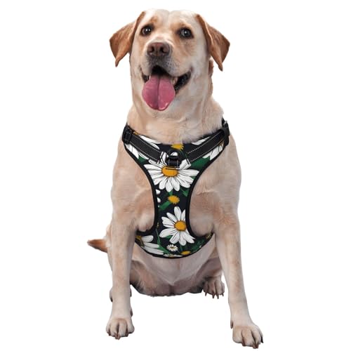 Hundegeschirr mit Blumen- und Gänseblümchen-Motiv, mittlere Größe, für Outdoor-Reisen, Spaziergänge mit dem Hund von RoMuka