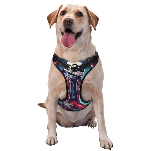 Hundegeschirr mit Galaxie-Motiv "Cooler Mann im Weltraum", mittelgroß, für Outdoor-Reisen, Spaziergänge mit dem Hund von RoMuka