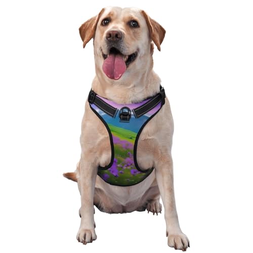 Natur Blumen Lila Wiese Berg Scenic Pet Traction Weste Weste Harness Dog Harness Medium Size Dog Supplies Outdoor Travel Dog Walking von RoMuka