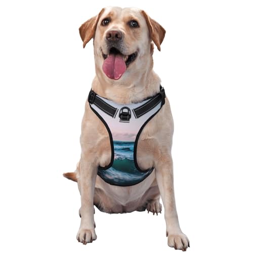 Ocean Waves Haustier-Traktionsweste, Geschirr, Hundegeschirr, mittelgroß, für Outdoor-Reisen, Spaziergänge mit dem Hund von RoMuka