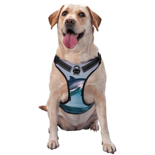 Süße Dolphin Pet Traction Weste Weste Harness Dog Harness Medium Size Dog Pet Supplies Outdoor Travel Dog Walking von RoMuka