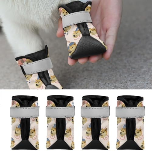 Hundeschuhe,personalisierter Hundeschuhe, Hundestiefel Pfotenschutz,4 Stück rutschfest Hundeschuhe Pfotenschutz Hund mit Reflektierendem Riemen & Klettverschluss für mittelgroße große Hunde von RoPox