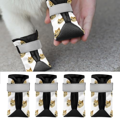 Hundeschuhe,personalisierter Hundeschuhe, Hundestiefel Pfotenschutz,4 Stück rutschfest Hundeschuhe Pfotenschutz Hund mit Reflektierendem Riemen & Klettverschluss für mittelgroße große Hunde von RoPox