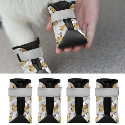 Hundeschuhe,personalisierter Hundeschuhe, Hundestiefel Pfotenschutz,4 Stück rutschfest Hundeschuhe Pfotenschutz Hund mit Reflektierendem Riemen & Klettverschluss für mittelgroße große Hunde von RoPox