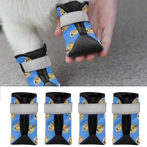 Hundeschuhe,personalisierter Hundeschuhe, Hundestiefel Pfotenschutz,4 Stück rutschfest Hundeschuhe Pfotenschutz Hund mit Reflektierendem Riemen & Klettverschluss für mittelgroße große Hunde von RoPox