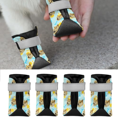 Hundeschuhe,personalisierter Hundeschuhe, Hundestiefel Pfotenschutz,4 Stück rutschfest Hundeschuhe Pfotenschutz Hund mit Reflektierendem Riemen & Klettverschluss für mittelgroße große Hunde von RoPox