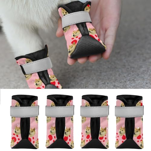 Hundeschuhe,personalisierter Hundeschuhe, Hundestiefel Pfotenschutz,4 Stück rutschfest Hundeschuhe Pfotenschutz Hund mit Reflektierendem Riemen & Klettverschluss für mittelgroße große Hunde von RoPox