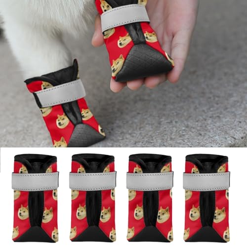 Hundeschuhe,personalisierter Hundeschuhe, Hundestiefel Pfotenschutz,4 Stück rutschfest Hundeschuhe Pfotenschutz Hund mit Reflektierendem Riemen & Klettverschluss für mittelgroße große Hunde von RoPox