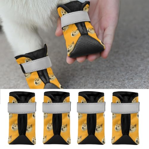 Hundeschuhe,personalisierter Hundeschuhe, Hundestiefel Pfotenschutz,4 Stück rutschfest Hundeschuhe Pfotenschutz Hund mit Reflektierendem Riemen & Klettverschluss für mittelgroße große Hunde von RoPox