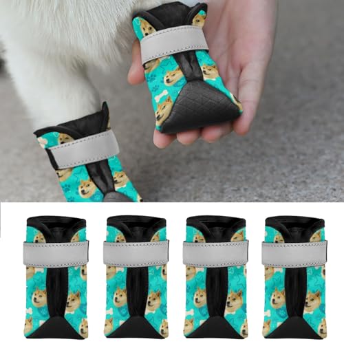 Hundeschuhe,personalisierter Hundeschuhe, Hundestiefel Pfotenschutz,4 Stück rutschfest Hundeschuhe Pfotenschutz Hund mit Reflektierendem Riemen & Klettverschluss für mittelgroße große Hunde von RoPox