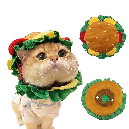 Katzenhut Hund Custume, Haustier Hamburg Hut für Kleine Mittlere Hunde und Katzen, Haustier Lustiges Kostüm für Halloween, Haustier Bekleidung Zubehör, Haustier Kostüm Anime Cosplay Kleid, Tiere Warme von RoSsom