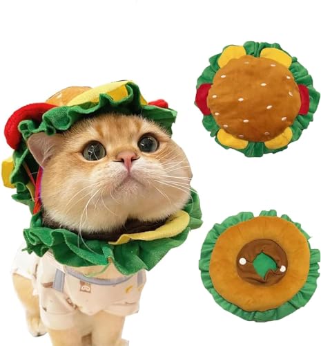 Katzenhut Hund Halloween Custume, lustiges Futter Halloween Hund Kostüme, Haustier Weihnachten Geburtstag Bekleidung Zubehör, Haustier Kappe Cosplay Kleid, weiches Welpenerholungs-Kegelhalsband von RoSsom