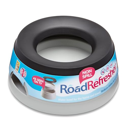 Road Refresher No Slobber, No Spill Dog Water Napf, eliminiert Wasser Slobber selbst die Messiest Jowls - No More wet floor - Ideal für Zuhause, Reisen, Boot, Wohnmobil - Größe L, Zinngrau, Extra Large, Zinngrau von Road Refresher