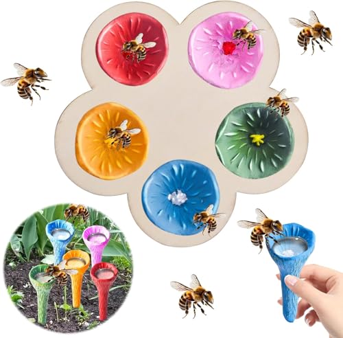 Bienenbecher für den Garten,RoadLoo Bienentränke Trinkbecher für Bienen Bienen Wasser Feeder bunter Bienen-Insekten-Trinkbecher Bee Cups für Bienen Trinken Bienenbecher sammeln einen Wasser von RoadLoo