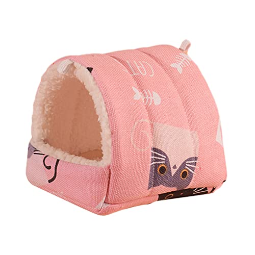 Guinea Pigs Bett Schöne Print Plüsch Futter Haustier Bett Mini Hamster Schlafhaustierkompatibel mit Chinchilla Rosa L von Roadoor