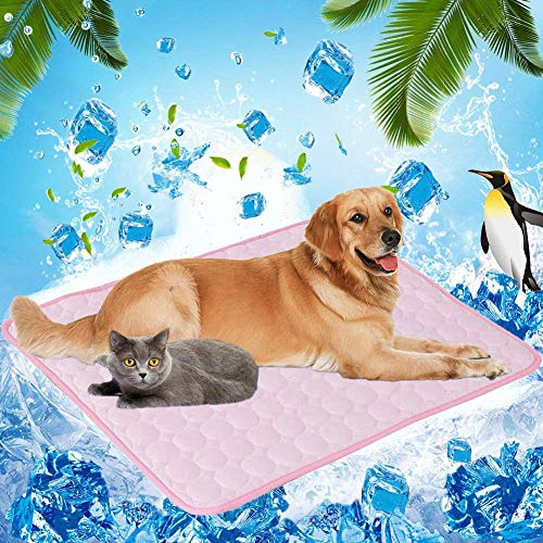 Haustier Blanket Bett Pad Hund Blanket Matte Sommer Haustier Hund Katze Selbstkühlmatte Wärme Relief Mesh Bett Schlafen Kissen Pad Für Hunde Katzen Rosa L. von Roadoor