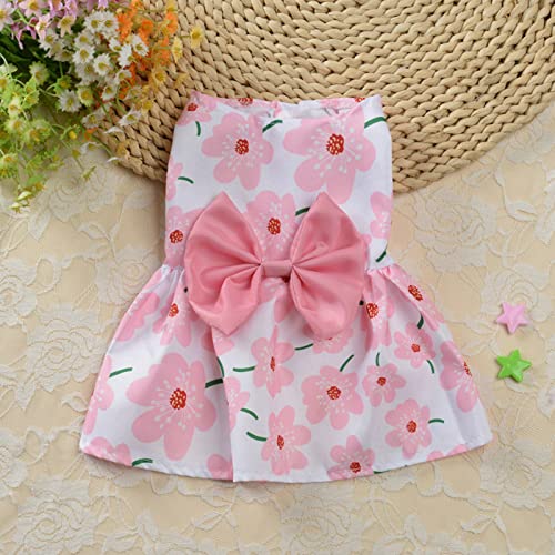 Haustier Hund Kleid für Frühling Sommer, weich & atmungsaktiv Druck Haustier Kleid Cute Bowknot Kleider für kleine Rassen Hunde Katzen von Roadoor