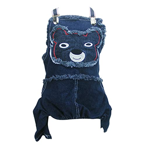 Haustier-Overalls Fade-less Vivid Aussehen Pet Supplies Puppy Pet Dark Blue Denim Kleidung für Outdoor Blau M von Roadoor