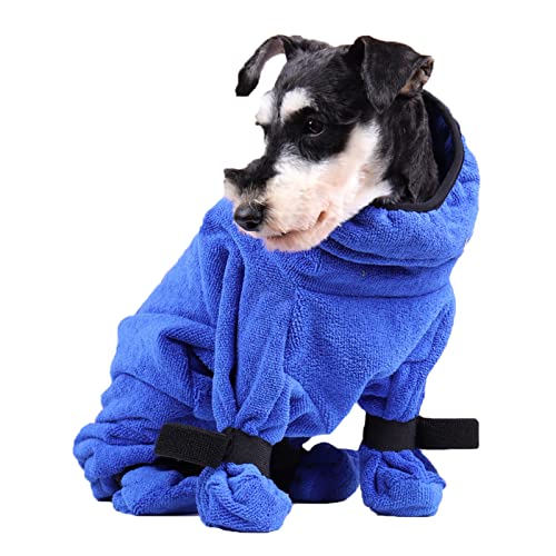 Hunde-Bademantel, atmungsaktiv, hält warm, verdickend, Trocknungsmantel, Haustier-Badetuch für Zuhause, Blau, L von Roadoor