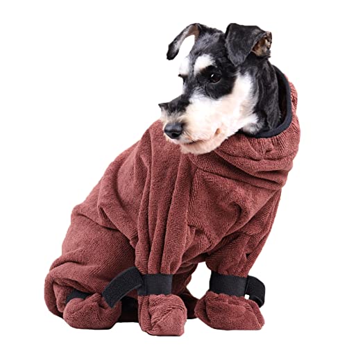 Hunde-Bademantel, atmungsaktiv, hält warm, verdickend, Trocknungsmantel, Haustier-Badetuch für Zuhause, Kaffee, XL von Roadoor