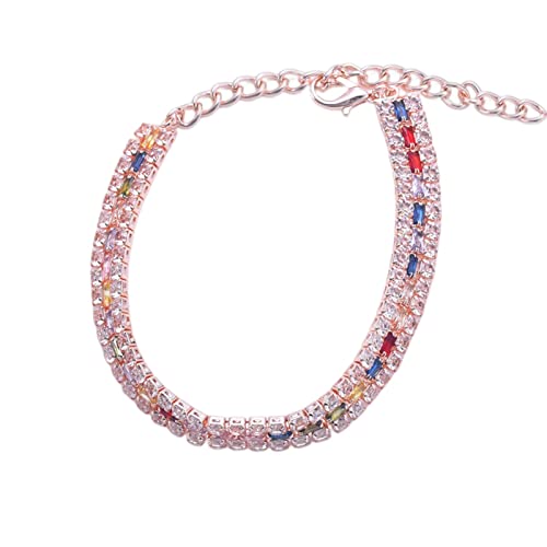 Hundehalsband-Halskette, bequemes Strass-Dekor, Haustierhalsband, schillernd, funkelnd, glitzernd, verstellbares Hundehalsband für leuchtende Welpen, Hundehalsbänder für mittelgroße Hunde, Roségold, M von Roadoor