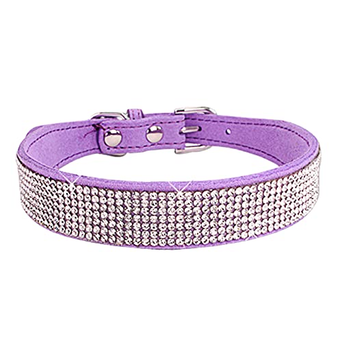 Hundehalsband für Kleine Mittlere Große Hunde Verstellbare Haustier Katze Halsbänder Hund Halskette Strass Intarsien Dekorative Haustier Hund Halskette Halsband - Lila M von Roadoor