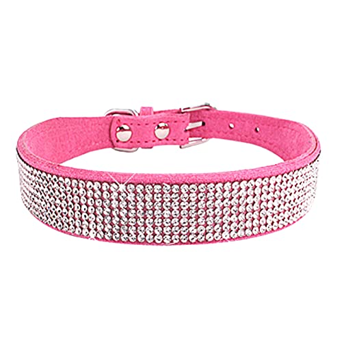 Hundehalsband für Kleine Mittlere Große Hunde Verstellbare Haustier Katze Halsbänder Hund Halskette Strass Intarsien Dekorative Haustier Hund Halskette Halsband - Rose Rot M von Roadoor