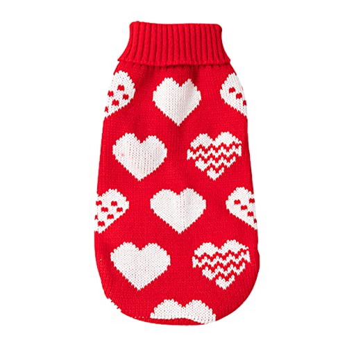 Hundepullover Weiche Warme Hundekleidung für kleine Hunde Mädchen Katzen Pullover Strickmuster Druck Hundepullover für kleine Hunde Weihnachten Outdoor Rot 10 von Roadoor