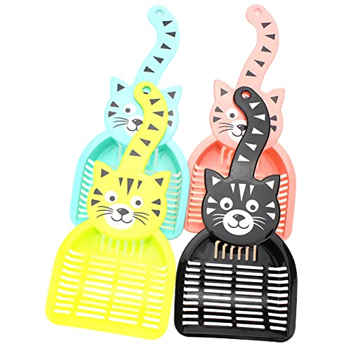 Katzentoilette Scoop Kitty Poop Sifting Deep Shovel Tray with Handle Cat Shape Hollow Cartoon Design Pet Sand Scoop Cleaning Tools Cats Dogs Litter Scooper for Litter Box Random Color von Roadoor