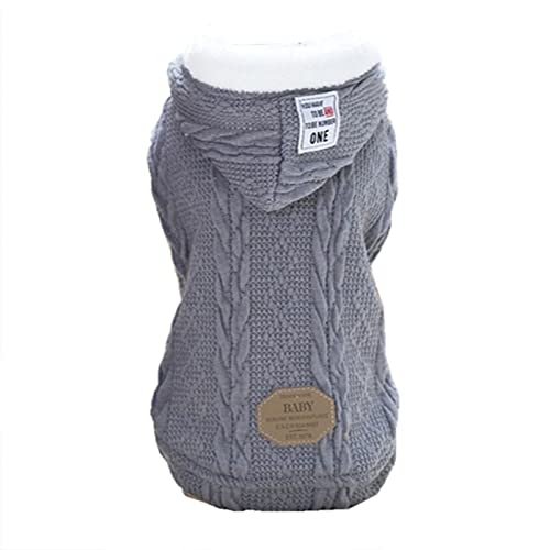 Pet Sweater Casual Hooded Thickening Warm Sweater Coat Outfit Kleidung für Outdoor Grau L von Roadoor