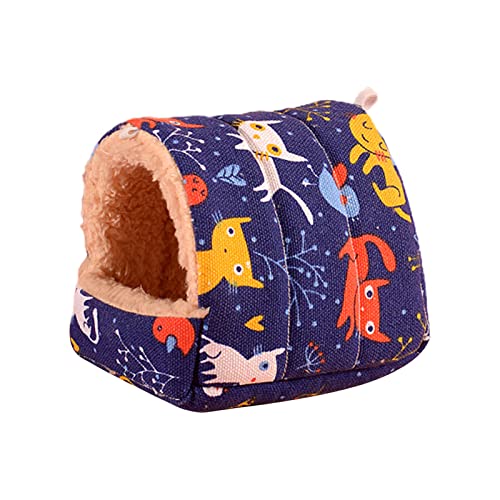 Roadoor Guinea Pigs Bett Schöne Print Plüsch Futter Haustier Bett Mini Hamster Schlafhaustierkompatibel mit Chinchilla Blau L. von Roadoor