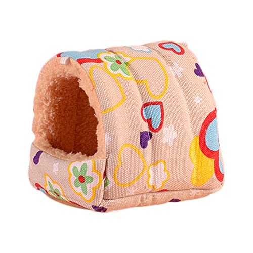 Roadoor Guinea Pigs Bett Schöne Print Plüsch Futter Haustier Bett Mini Hamster Schlafhaustierkompatibel mit Chinchilla Khaki S von Roadoor