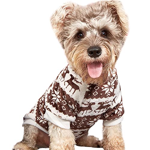 Roadoor Hund Sweatshirt Festival Ambiente Warmhalten Kaffee Farbe Xmas Thema Welpe Ultra-Dicke 2-beinige Pullover für den Frühling Kaffee M von Roadoor