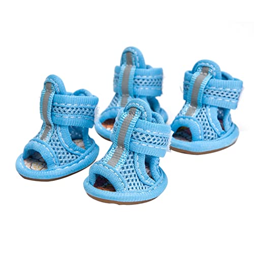 Roadoor Hundesandalen einfarbig, rutschfest, Baumwolle, Haustier-Sandalen zum Wandern, Blau 3# von Roadoor