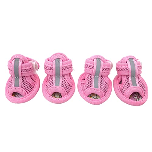 Roadoor Hundesandalen einfarbig, rutschfest, Netzgewebe, Baumwolle, Haustier-Sandalen zum Wandern, Rosa 1# von Roadoor