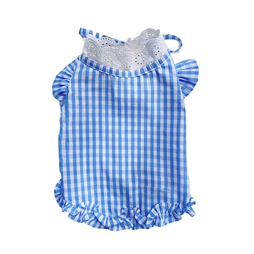 Roadoor Pet Clothes Comfortable Wear Cloth Classic Plaid Dog Skirt for Party Blue XS von Roadoor