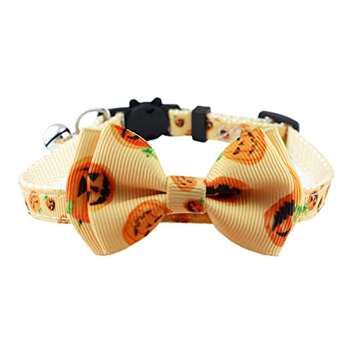 Roadoor Pet Neck Circle Cartoon Muster Dekorative auffällige Bogenknotenstil Kürbis Geisterdruck Pet Collar Pet Accessoires Orange von Roadoor