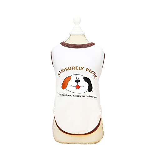 Roadoor Sommer-Hundekleidung, nicht klebrig, modisch, Cartoon-Druck, Sommer-Haustier-Kleidung für Reisen, Kaffee, XL von Roadoor