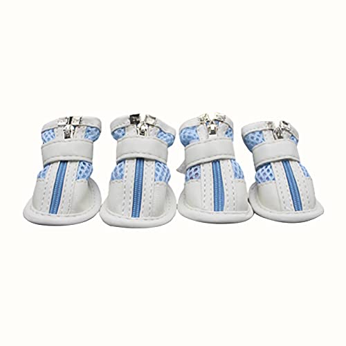 Schneeschuhe für Hunde, Pfoten Hundeschuhe Haustier Welpen Teddy Mesh Reißverschluss Sneakers Atmungsaktiv Magic Tape Verschluss Katze Hund Schuhe - Blau 01 von Roadoor