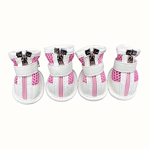 Schneeschuhe für Hunde, Pfoten Hundeschuhe Haustier Welpen Teddy Mesh Reißverschluss Sneakers Atmungsaktiv Magic Tape Verschluss Katze Hund Schuhe - Rosa 01 von Roadoor