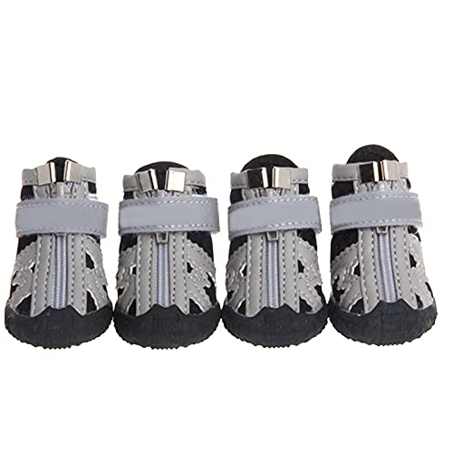 Schneeschuhe für Hunde, Pfoten Hundeschuhe Hundeschuhe Reflektierend Atmungsaktiv Netzstoff Reißverschluss Welpen Sport Stiefel für Spaziergänge Welpen Schuhe mit Magic Aufkleber für Outdoor - Schwarz 1 von Roadoor