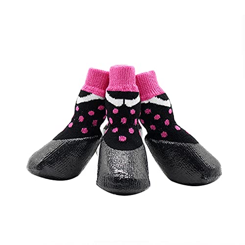 Schneeschuhe für Hunde, Pfoten Hundestiefel Haustier Pfotenschutz Wasserdicht Waschbar Baumwolle rutschfeste Welpen Socken Schuhe für Outdoor Hundestiefel Wasserdicht für Hund - Rose Red 6 von Roadoor